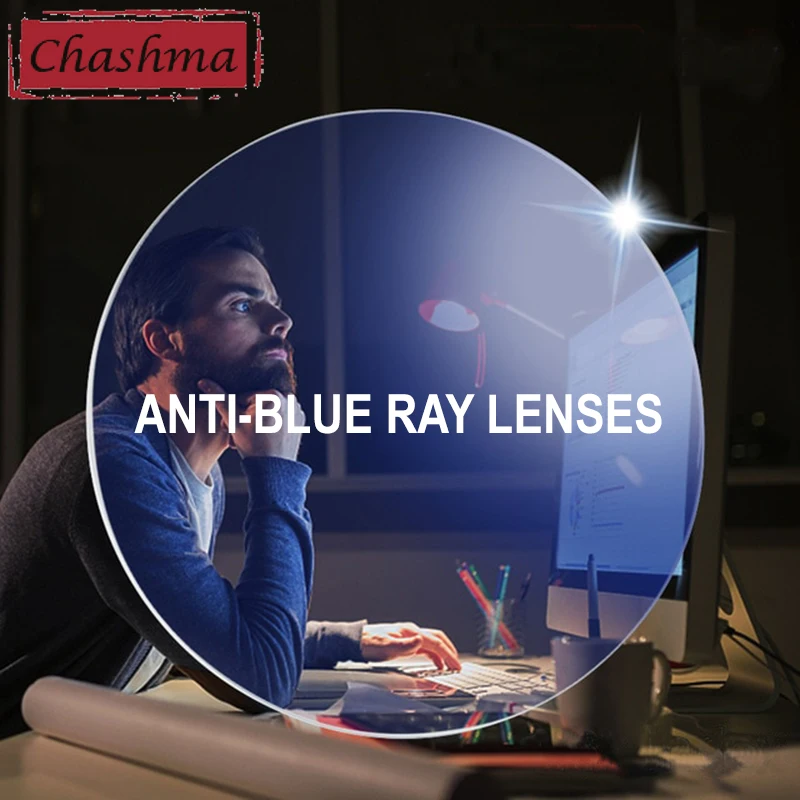 Chashma 1.61 Index MR-8 Clear Color Eye Lens Prescription Anti Blue Ray Glass Computer Working Screen Blue Light Block Lenses