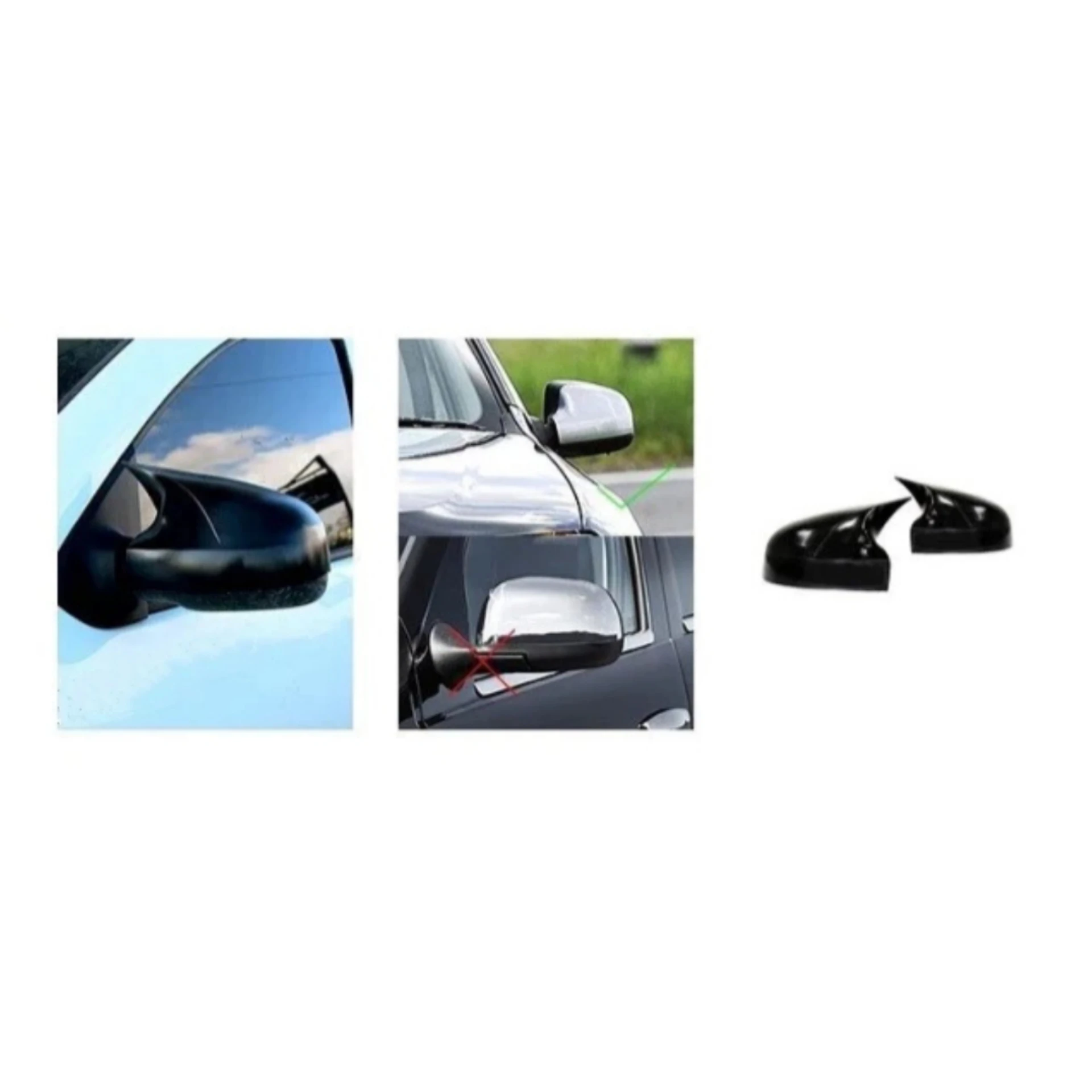 Bat Style Mirror Cover For Dacia Sandero 2009 2020 Car Accessories 2 Piece Cover Glossy Black Shields Exterior Parts Lip Sport