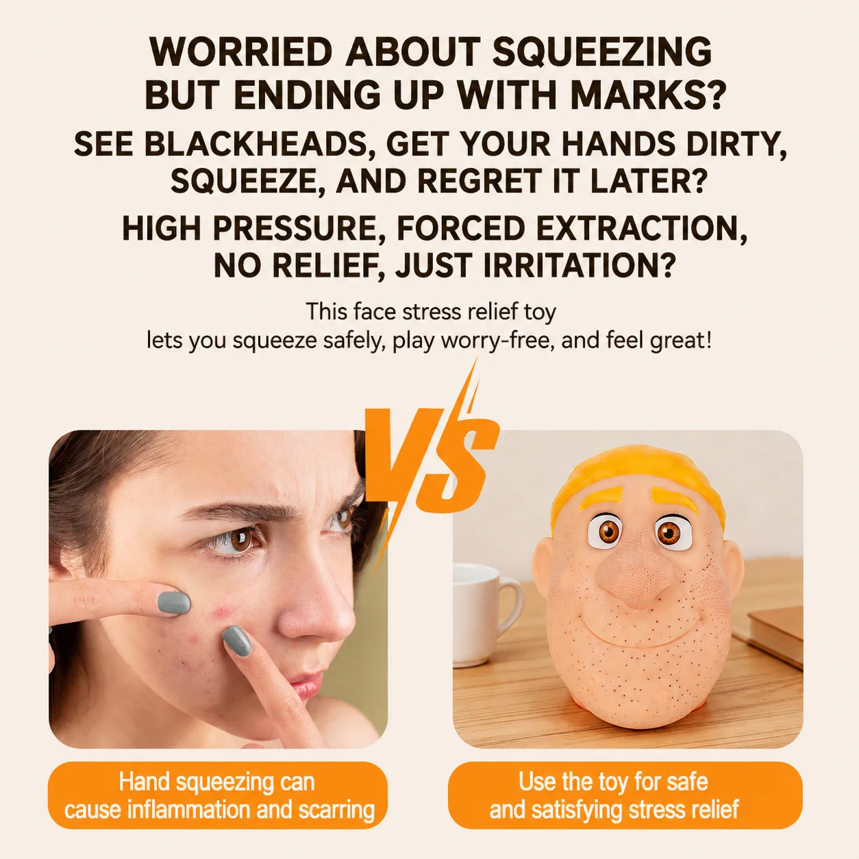 Funny Blackhead Squeeze Stress Relief Toy Simulation Pimple Popper Decompression Fidget Toy Novelty Gift for Kids Adults