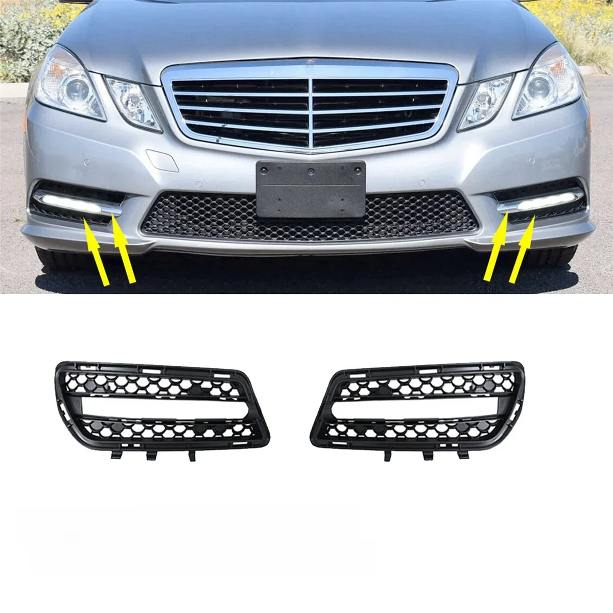 1 para osłona światło przeciwmgielne przedniego zderzaka kratka wykończeniowa grilla 2128851753 2128851853 dla Mercedes-Benz W212 AMG E350 E400 E550 2010-2013 — zdjęcie 2