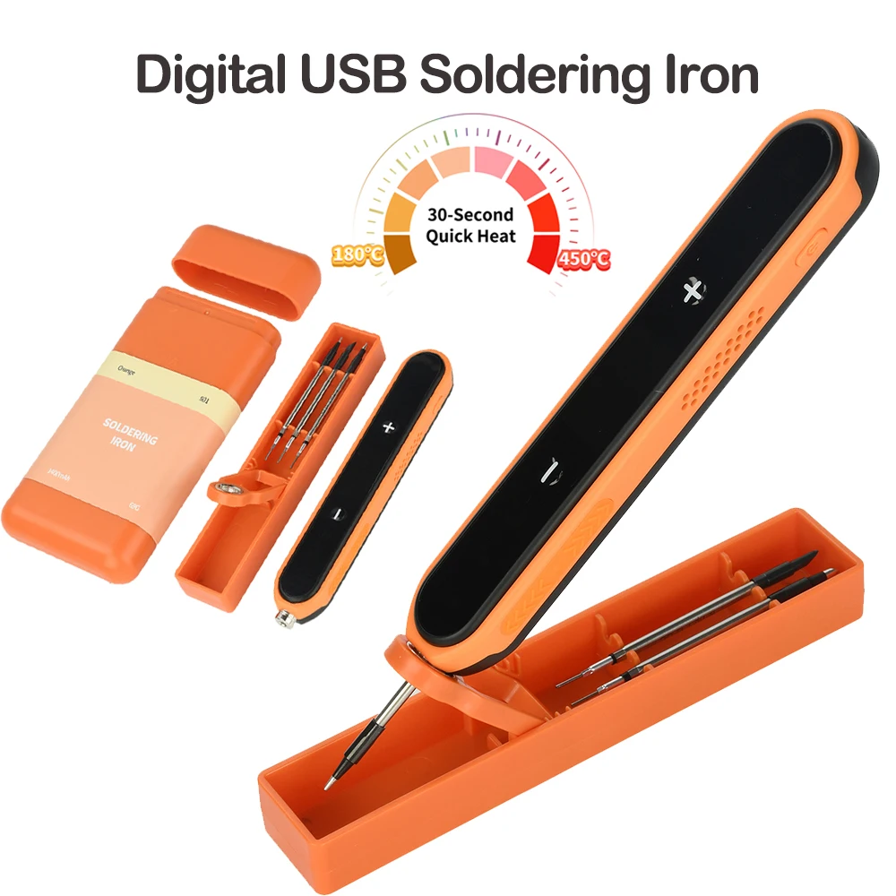 

Digital USB Soldering Iron Kit 8-15W Type-C Intelligent Adjustable Temperature Fast Heating Mini Solder Irons Repair Tool