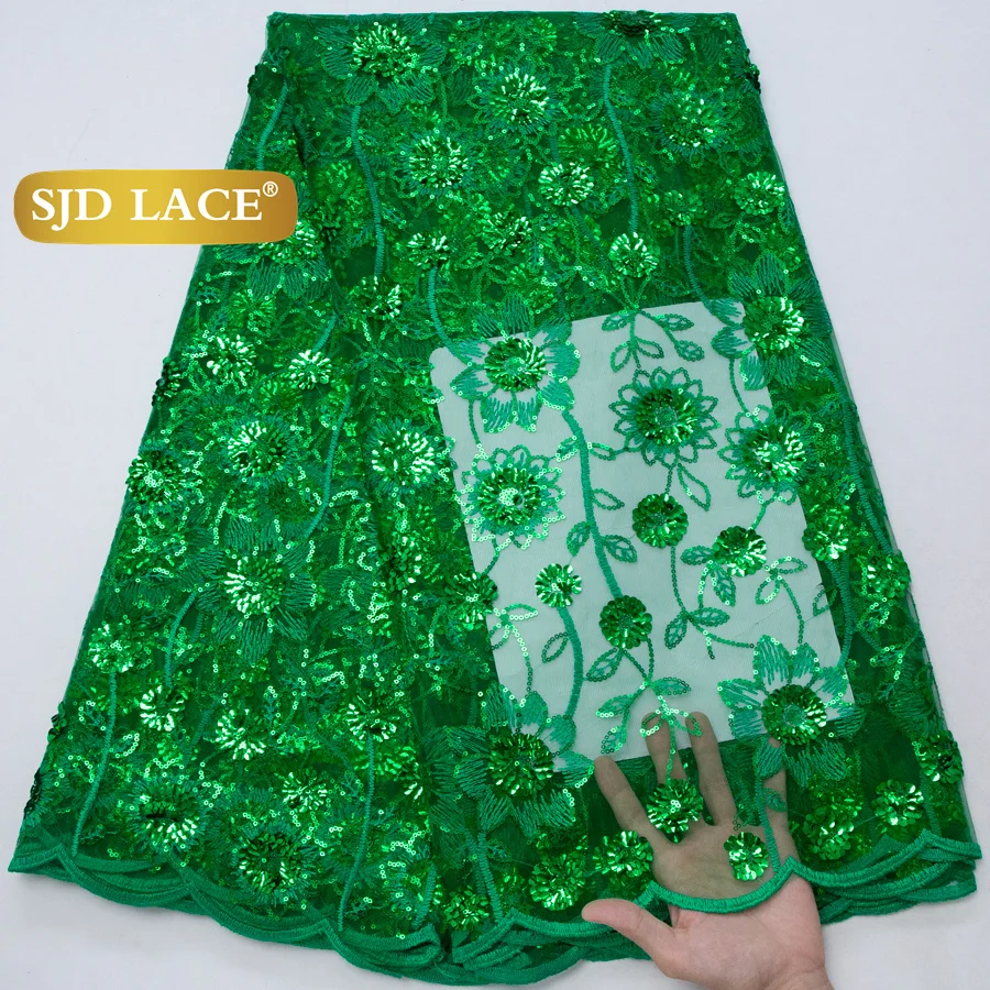 SJD LACE Französische Pailletten-Netzspitze Stoffe Damenkleid 2026 Neueste Nigerianische Tüll Afrikanische Mesh-Spitze für Hochzeitsfeier 4787