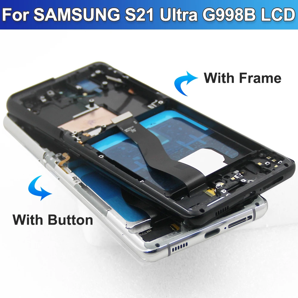 AMOLED S21 Ultra Screen Assembly for Samsung Galaxy S21 Ultra 5G G998B G998B/DS Lcd Display Touch Screen with Fingerprints