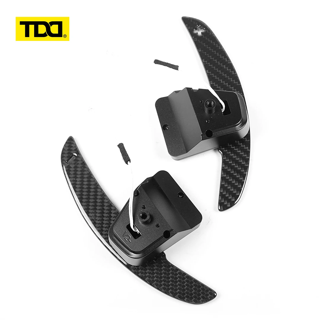 TDD لامعة/ماتي ألياف الكربون المغناطيسي مجداف شيفتر لفولكس واجن جولف 8 MK8 GTI جولف R بولو عجلة القيادة التحول مجداف