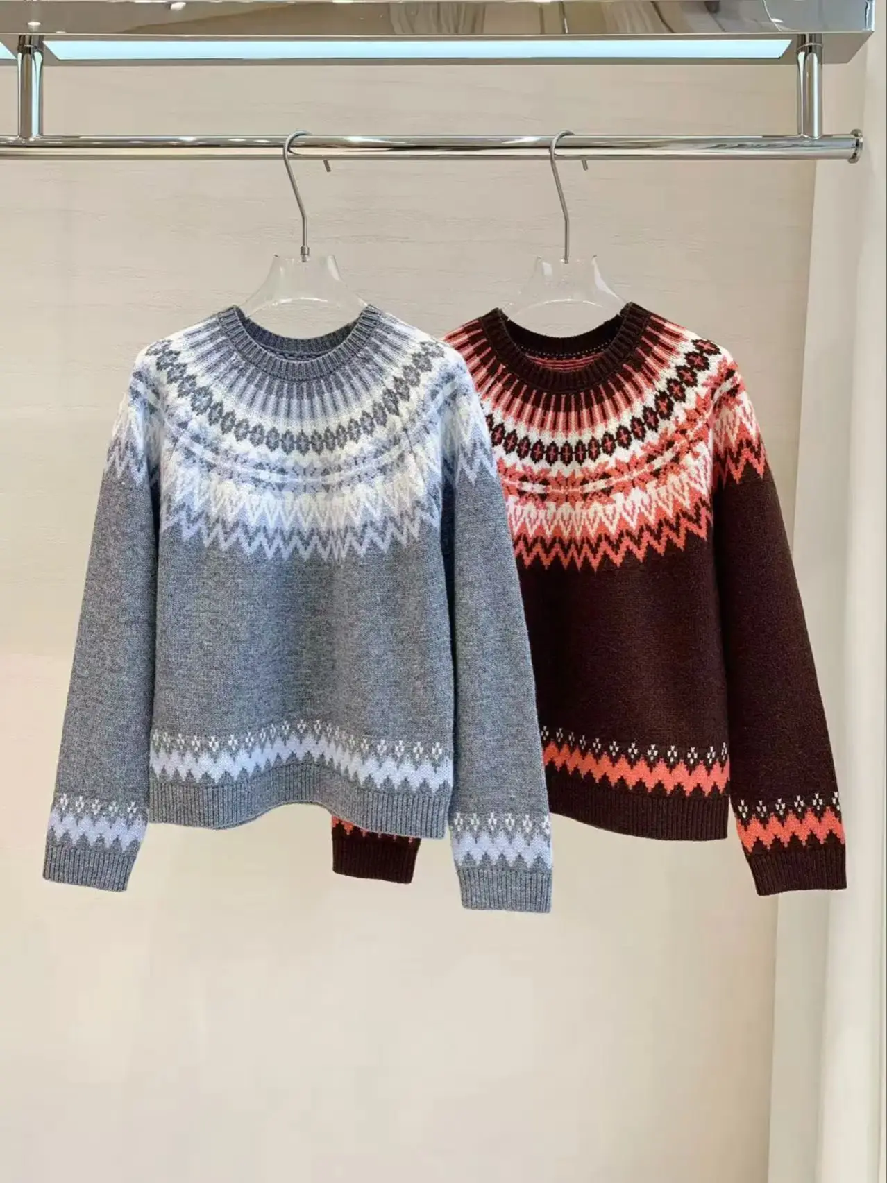 

Осенне-зимний повседневный женский свитер из смеси шерсти с жаккардовым узором