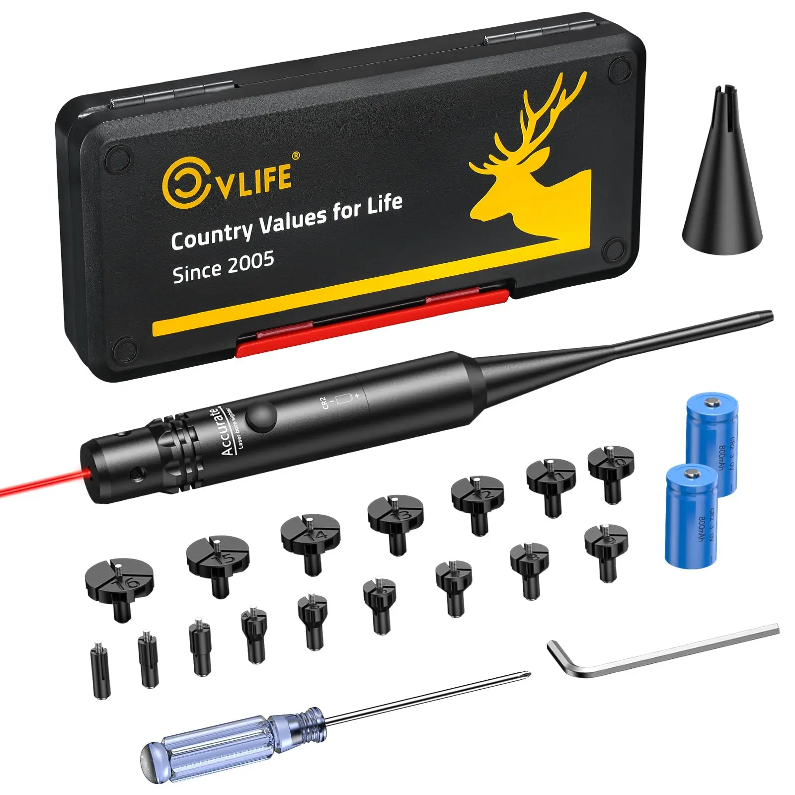 

Bore Sight Laser Kit fit 0.17 to 12GA Calibers Professional Red Laser Boresighter Kit for All Gun Multiple Caliber Bore Sighting