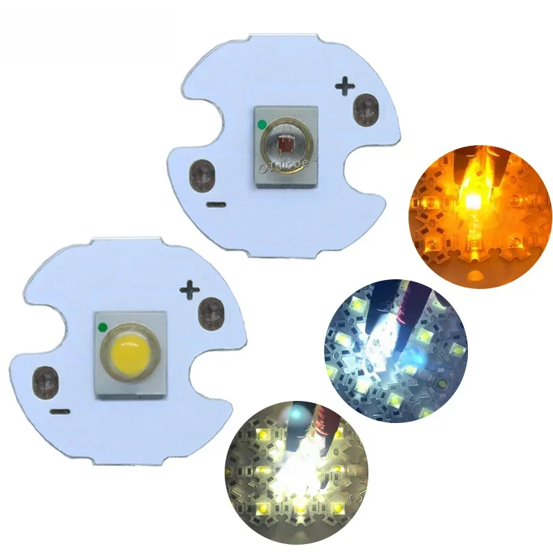 10 sztuk 3W SemiLedS wysokiej mocy LED Chip światła dioda emiter biały 6000-6500K ciepły biały 3000-3200K żółty z 20MM/16MMPCB — zdjęcie 2