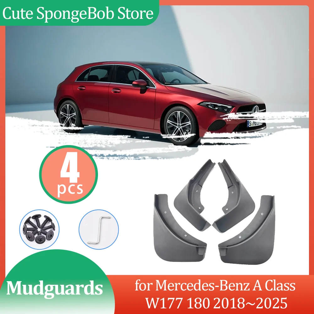 Car Mudguards for Mercedes-Benz A Class W177 180 2018~2025 Mud flaps Fender Flare Flap Front Rear Wheel Splash Guard Accessories