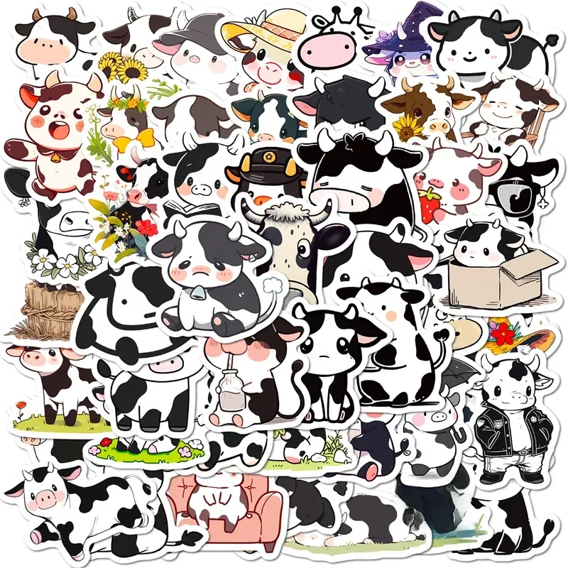Autocollant en PVC de vache mignonne, 10/30/50 pièces, décoration esthétique pour enfants, Scrapbooking, papeterie coréenne, fournitures scolaires pour enfants, DIY bricolage