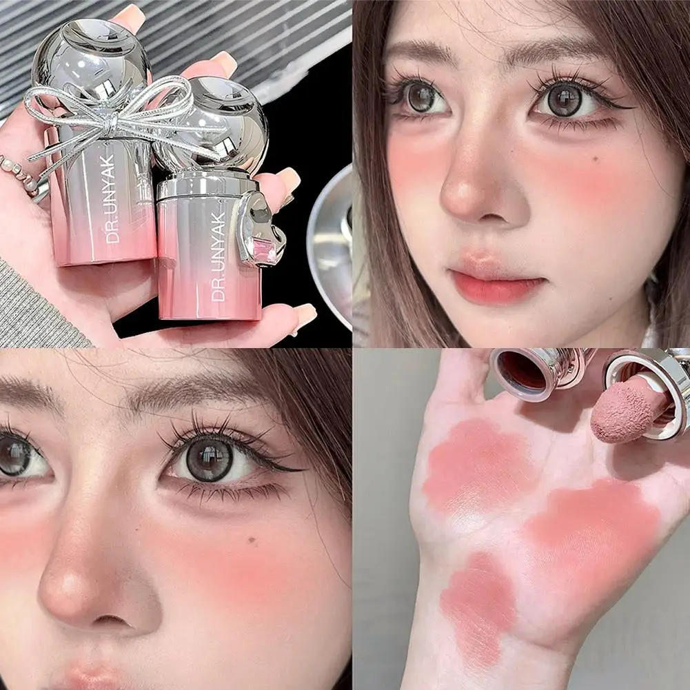 Samt-Flüssig-Rouge mit mattem Schwammkopf, natürlich langanhaltend, zur Aufhellung der Gesichtskonturen, Rouge-Tint-Make-up