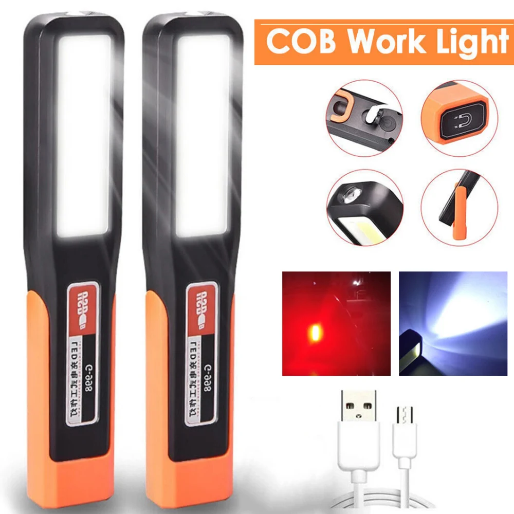 

Powerful LED Work Light With Magnet Warning lighting light Car Garage Mechanic Lamp charging COB Car Maintenance light with Hook