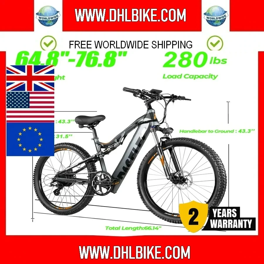 

FAST SALE!! Bafang Motor 1000W Peak 17AH Battery Professional 9-speed Gear Ebike Full Suspension Electric Bike Adult with 27.5