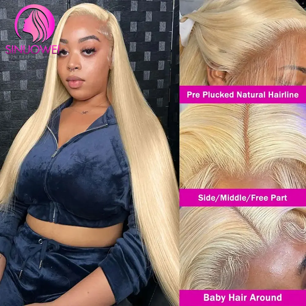 613 Straight Hair Transparent Lace Frontal Wig Honey Blonde Brazilian Lace Frontal Wigs 13x6 Lace Front Wig Preplucked For Women