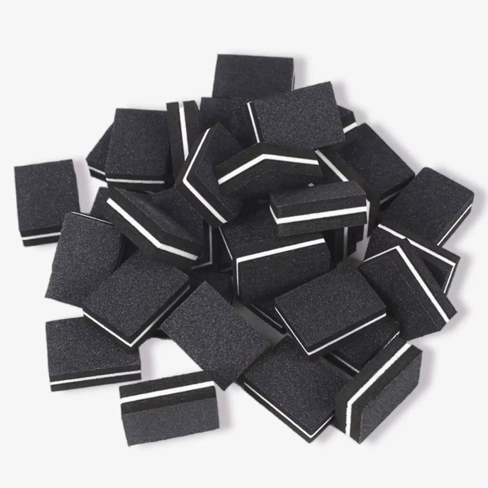 50個入り ブラック両面ネイルバッファーブロック、プロ用マニキュアペディキュアスポンジファイル、ネイルアート、サロン＆家庭用