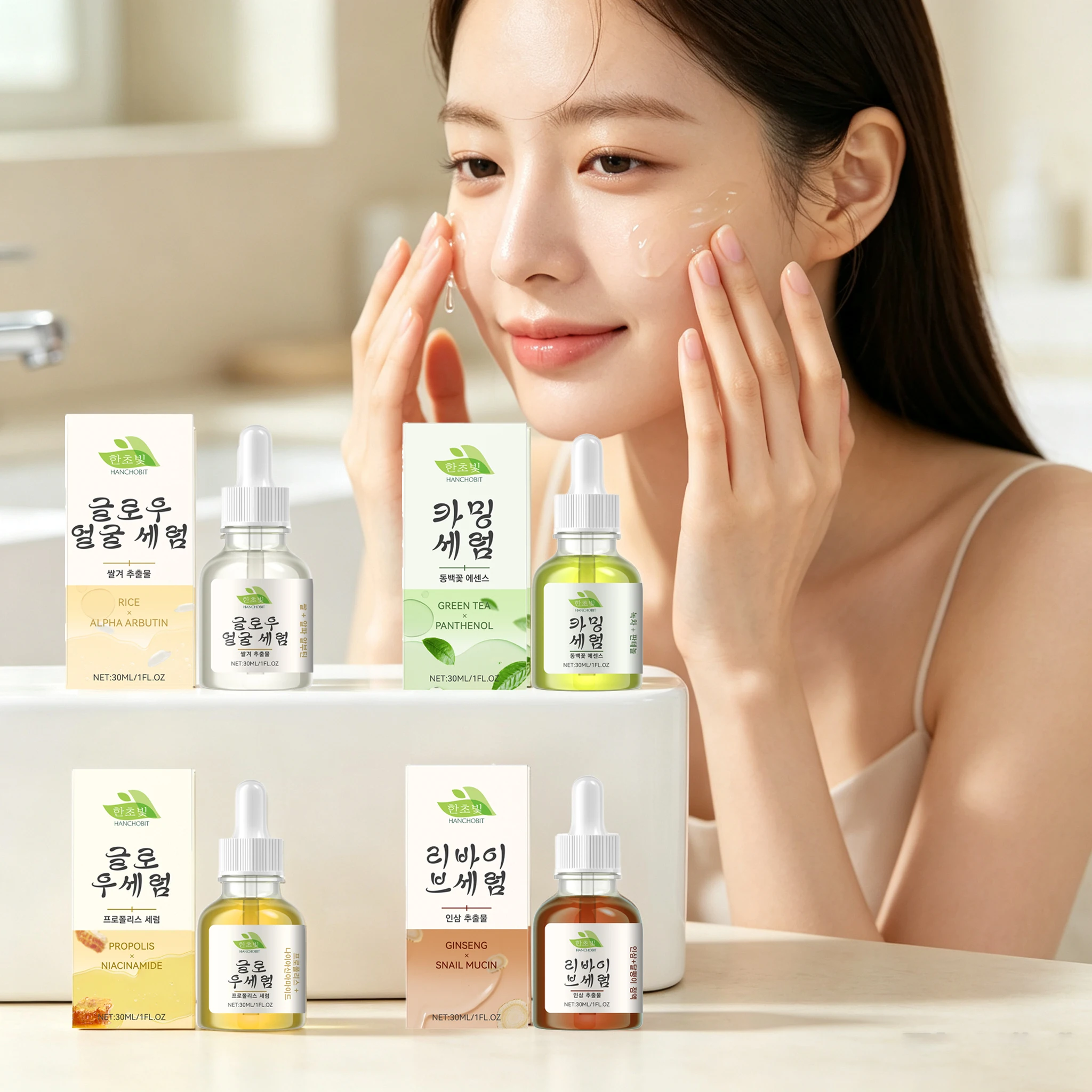 30ML Green Tea Facial Serum Deep Moisturizing Improve Skin Texture Glowing Smoothing Anti-oxidant Strengthen Skin Barrier Soothing Facial Serum