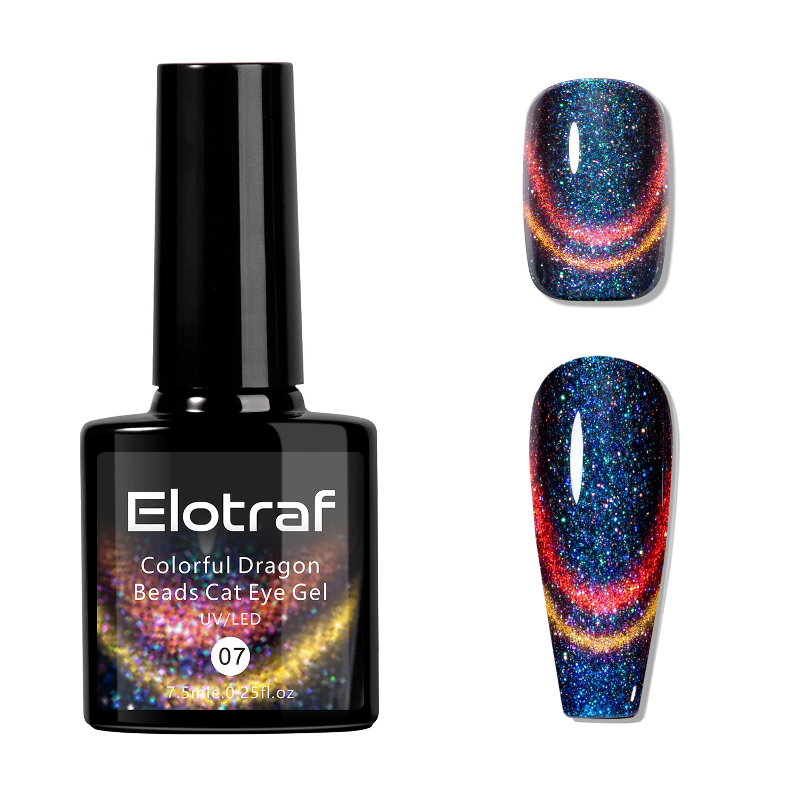 

Elotraf Cat Eye Gel Nail Polish,9D Chameleon Holographic & Double Magic Colors, Soak Off UV Light Professional Use for Salon