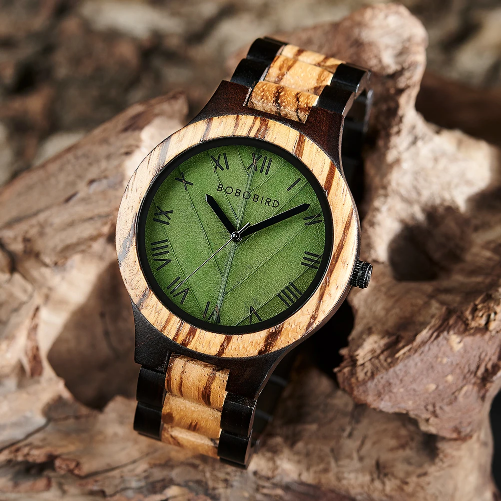 BOBO BIRD Men\'s Watches Roman Numeral Dial Wooden Watches Support OEM Customized Drop Shipping