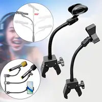 Soporte de brazo de micrófono con cuello de cisne, soporte de micrófono ajustable con Clip, soporte de micrófono Flexible para transmisión en vivo, grabación en riel de cabecera