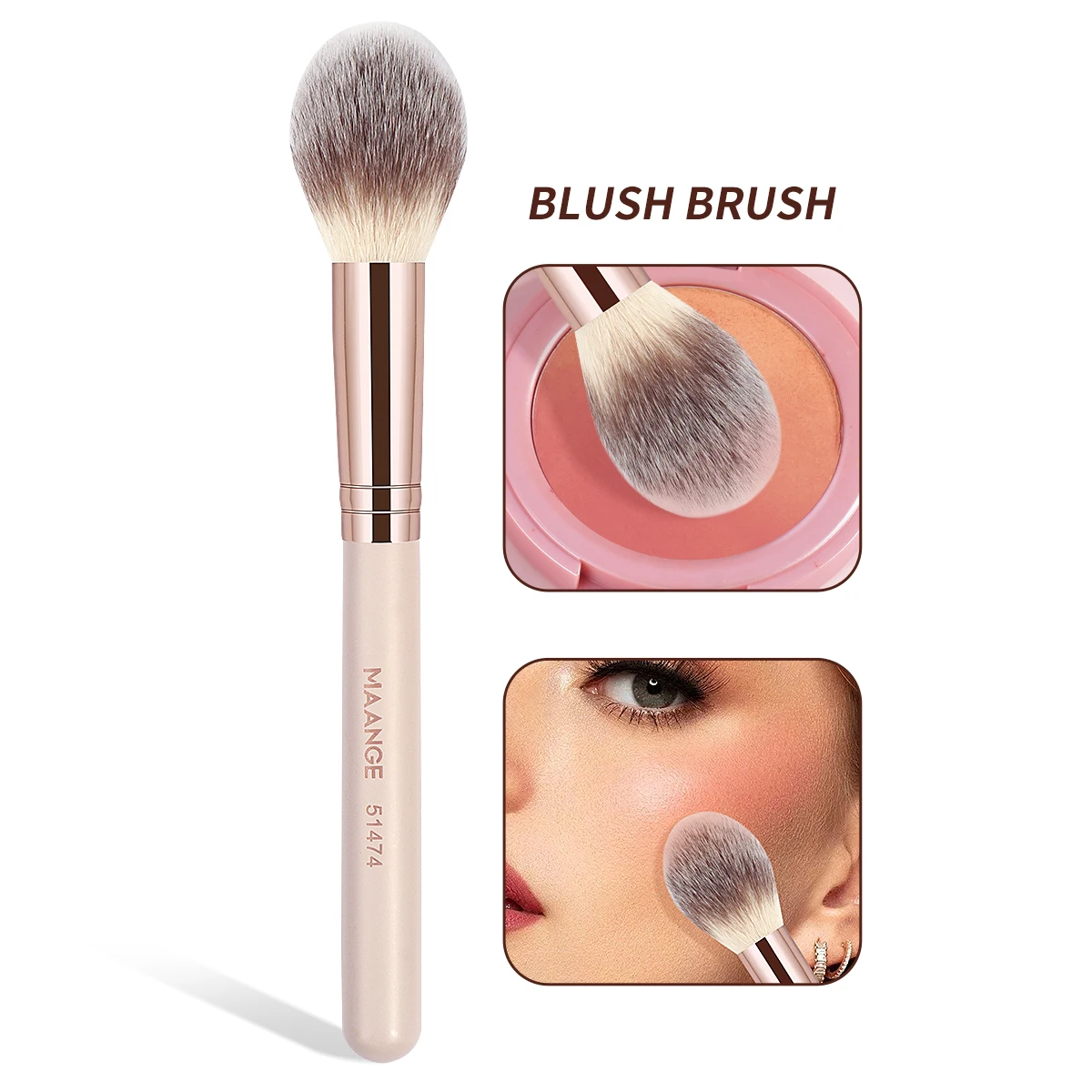 MAANGE 1pc Powder Blusher Brush Soft Brush Travel Makeup Brush Professional Brush Tools Suitable for Beginners Easy to Carry