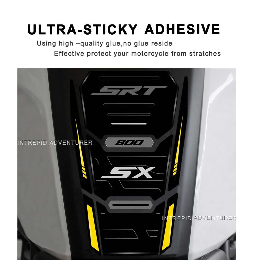 For SRT 800 SX 2024 Yellow Motorcycle Side fuel tank pad Protection Sticker 3D Gel Resin Sticker waterproof Kit