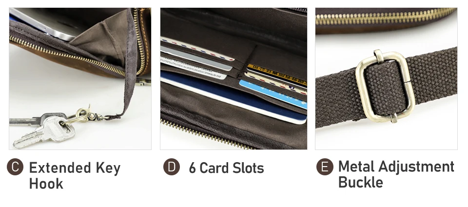 CONTACT'S Echtleder Kleine Umhängetasche für Herren, Vintage Crossbody-Schultertasche, Reisehandtasche mit Luxus-Ausführung für Männer – Detail 9