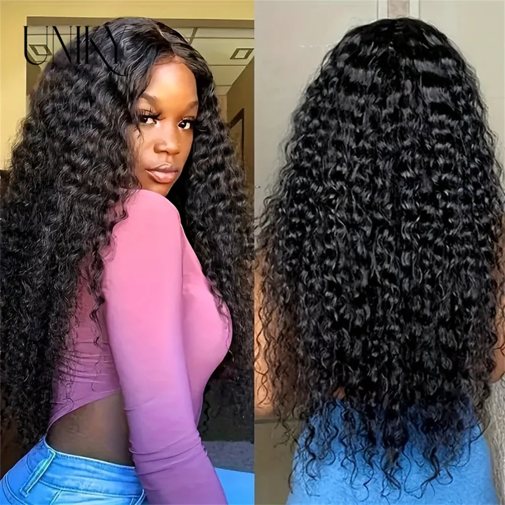 uniky Hair HD Lace Frontal Wig Pre Cut Glueless Wig Human Hair Ready to Wear Pre Plucked Brazilian Curly Human Hair Wigs