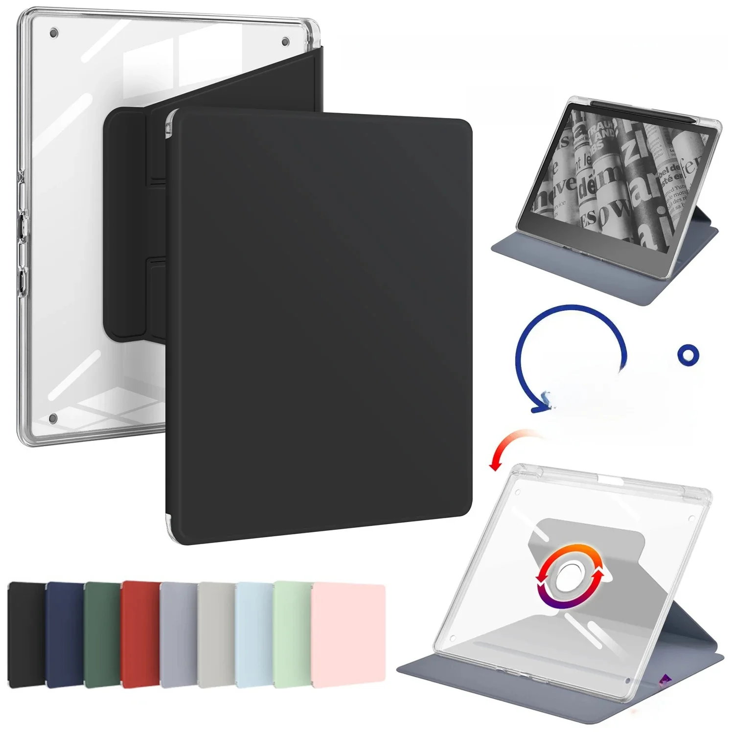 Obrotowe etui akrylowe do Kindle Scribe 2024 2022 Etui 10,2 cala PU Leather Auto Wake Sleep Ebook Cover Funda z uchwytem na ołówek — zdjęcie produktu 7