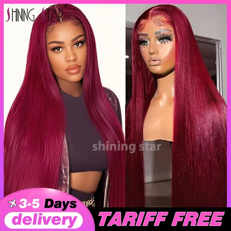 

Cherry Red 99J 13X6 Hd Lace Frontal Human Hair Wigs Preplucked Burgundy Colored Wigs Human Hair Brazilian 13X4 Lace Front Wigs