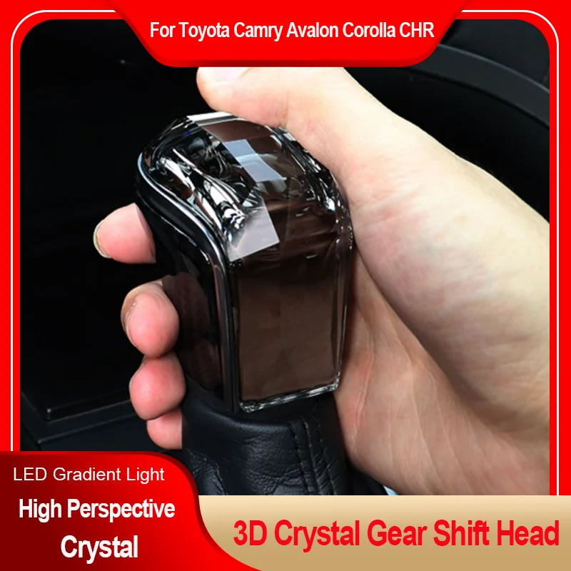 

LED Car Crystal Gear Shift Head Illuminated Logo Gear Head for Toyota Camry Corolla Cross C-HR Prado 2018~2022 Shift Lever Head