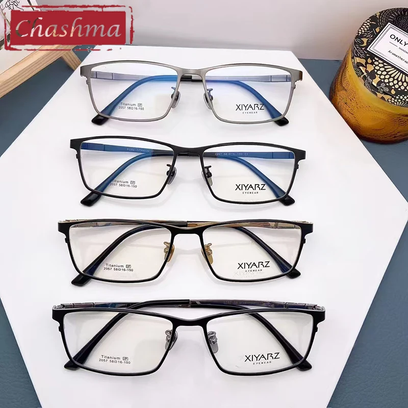 Chashma 150 Prescription Glasses Men Optical Pure Titanium Big 58mm Wide Face Eyeglasses Frame Flexible Recipe Eyewear Spectacle