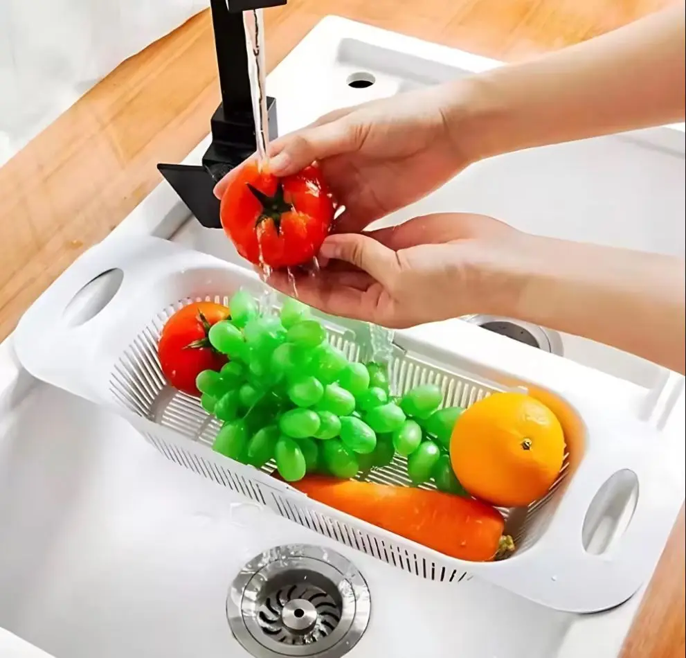 أدوات مائدة مصفاة Sia مع مقابض ، سلة قابلة للتعديل للطعام والخضر والفواكه وأدوات المائدة #4