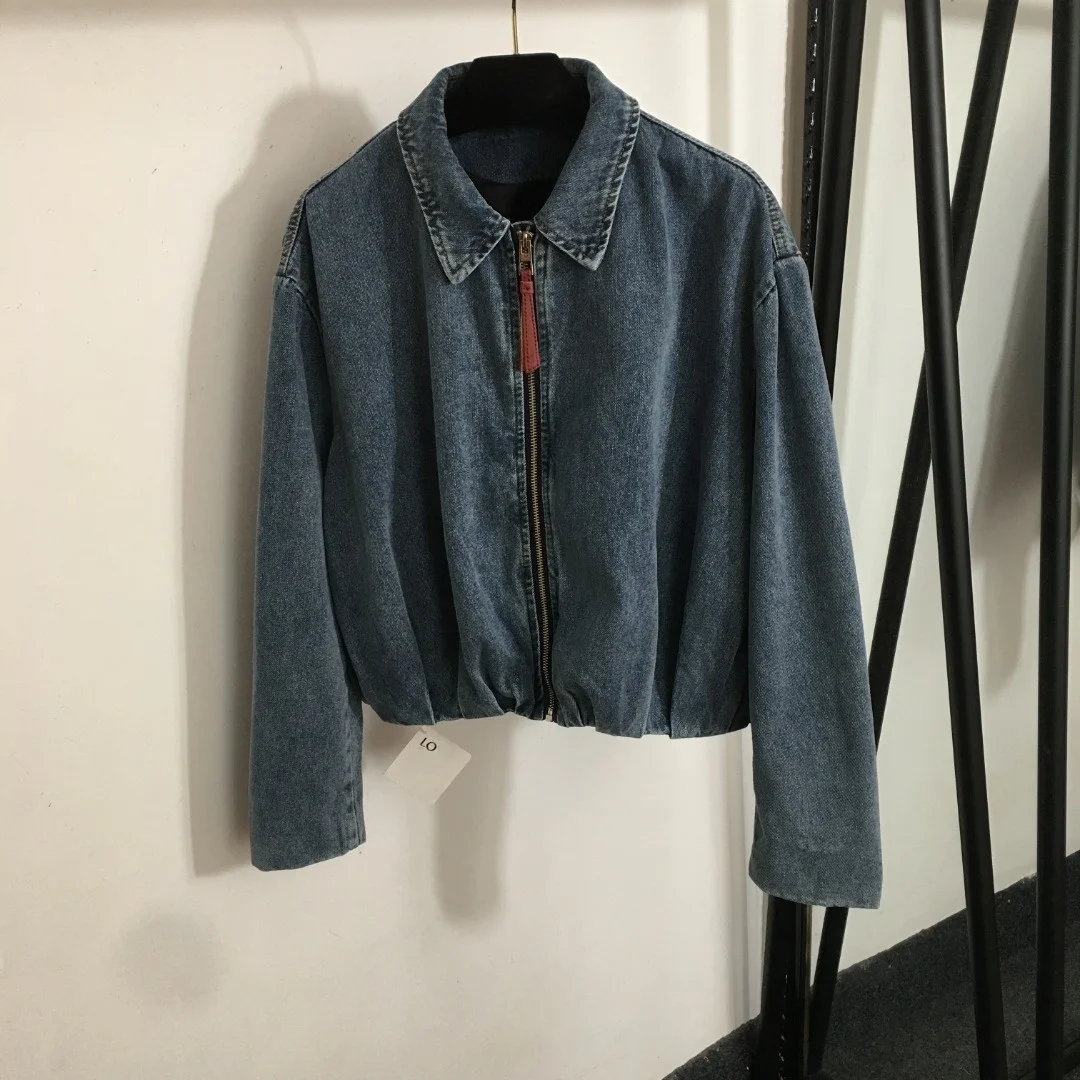 

2025 New Jacket Coat Long-sleeved Denim Solid Zippers Fashionable Versatile Slimming Figure-hugging Spring Summer