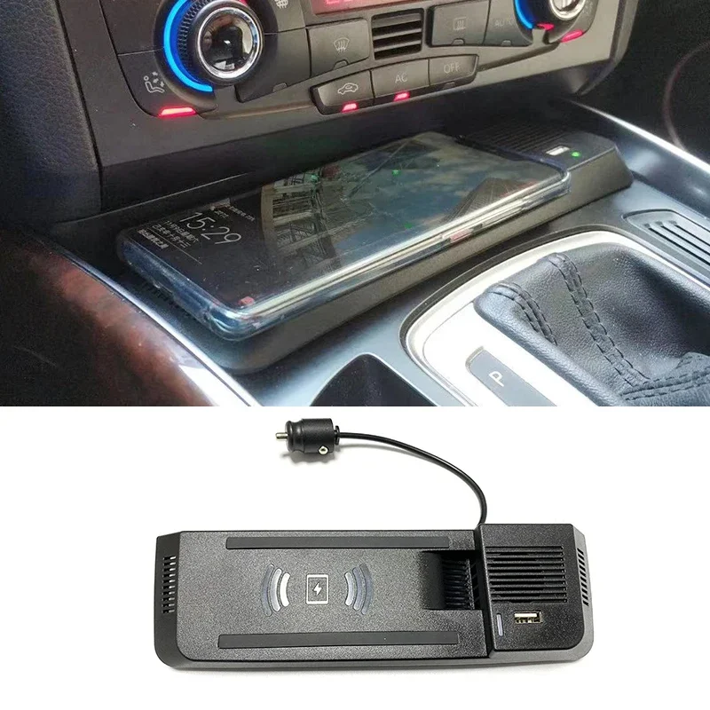 Bezprzewodowa ładowarka samochodowa 15W, ładowarka do telefonu komórkowego, uchwyt ładujący do Audi A4 B8 B9 A4 Allroad Q5 SQ5 A5 S5 RS5 — 2