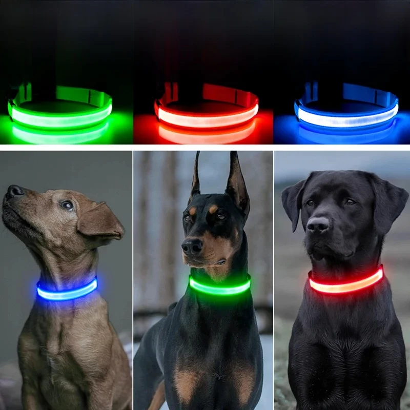 LED-Leuchthalsband, verstellbares leuchtendes Hundehalsband, USB-Aufladung, blinkend, Anti-Verlust/Vermeidung von Autounfällen, Halsband für Hunde, Haustierprodukte