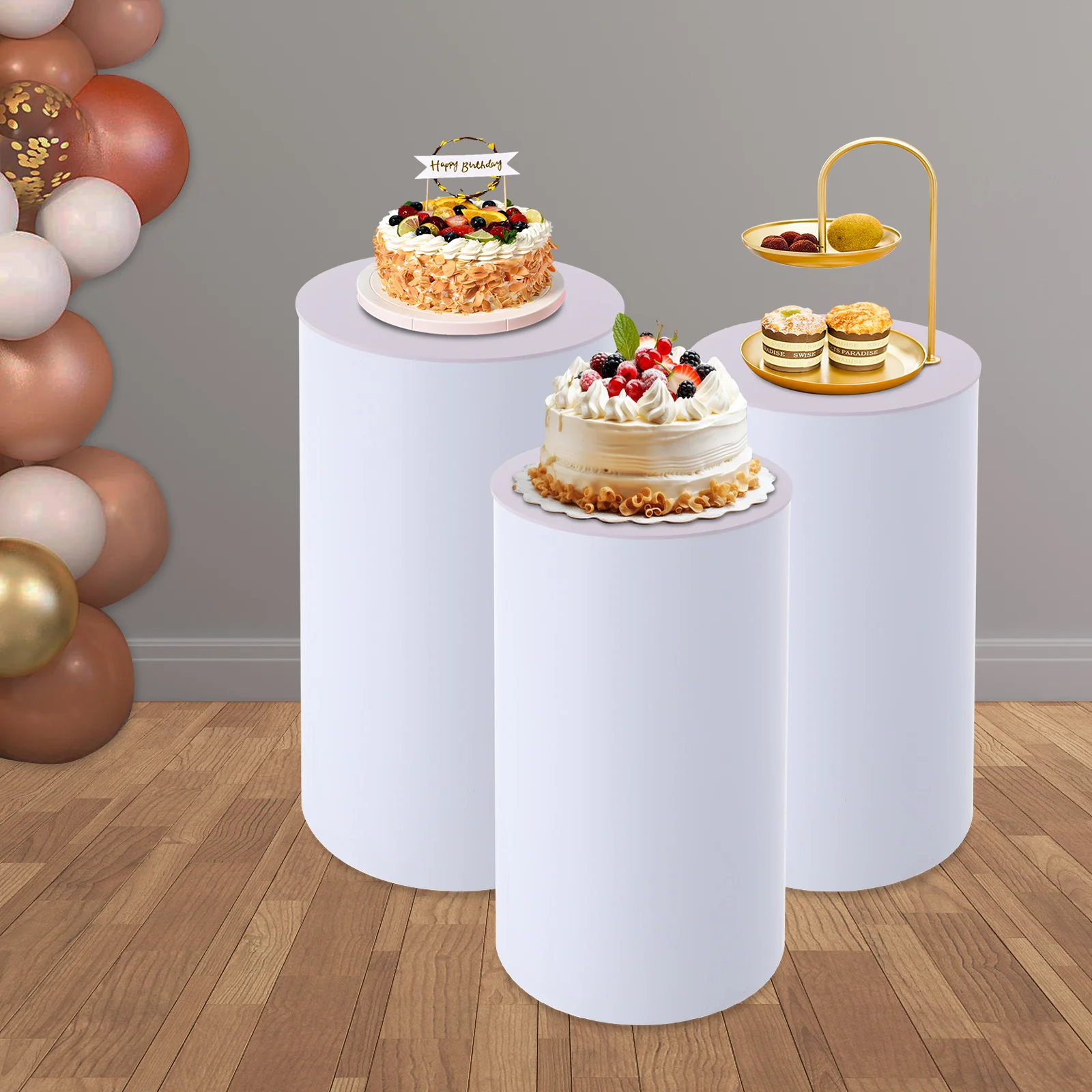 

Wedding Cake Stand, Plastic Cylinder Pedestal Stand 3Pcs(60/55/50cm), Display Stand for Wedding Dessert Table Centerpiece, Decor
