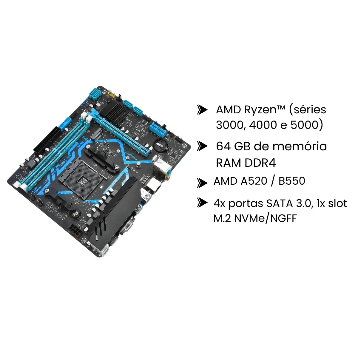 اللوحة الأم A520M Micro-ATX المتوافقة مع AMD Ryzen PCIe 4.0 M.2 NVMe/NGFF Aitek DELTA-A520M2K