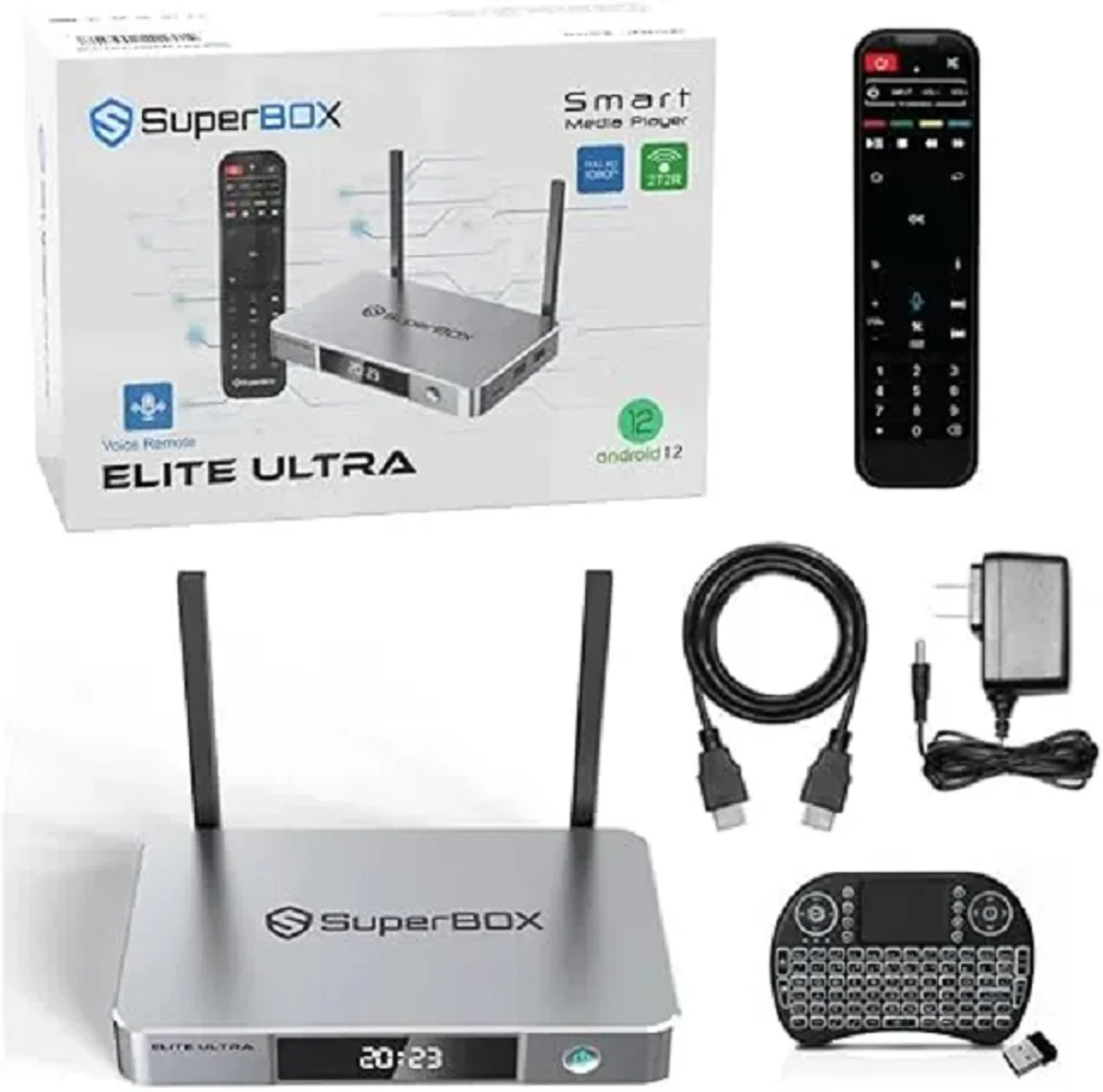 

Промо продавать оригинальный SuperBox Elite Ultra с премиум-классами приложениями — голосовой пульт дистанционного управления