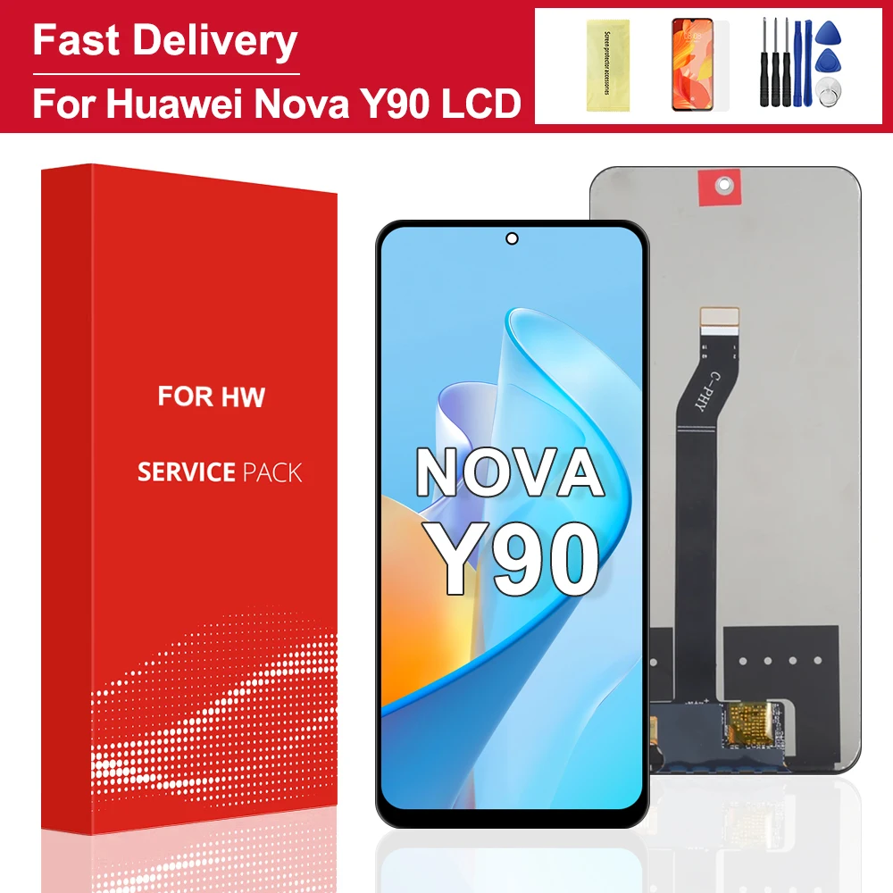 6.7\'\' Tested For Huawei Nova Y90 LCD CTR-LX2, CTR-LX1 Display Screen Frame+Touch Panel Digitizer Replacement Repair Parts