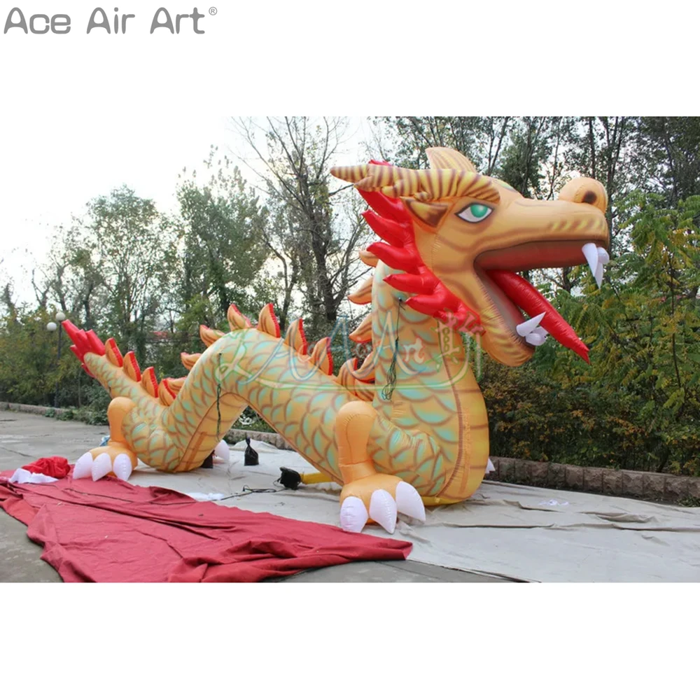 

2024 Chinese Dragon Inflatable Golden Dragons Mascot for Chinese New Year/Event Decoration/Chinatown Celebration