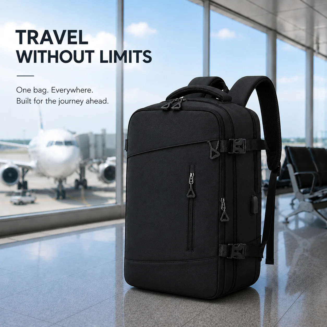 Sac à dos multifonctionnel de grande capacité approuvé par les compagnies aériennes, 40 × 25 × 20 cm, 6 couleurs, plusieurs poches, port USB pour la recharge, idéal pour les trajets quotidiens et les voyages.
