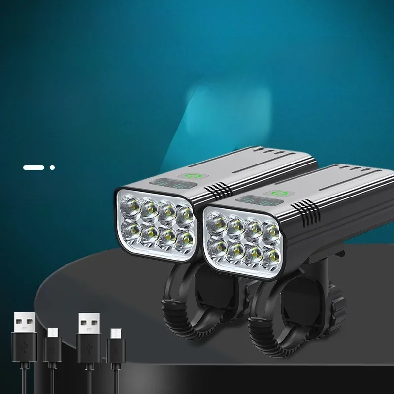 AliExpress NATFIRE Upgrade Bicycle Light Powerful 8LED Bike Headlight 10000mAh USB Rechargeable as Power Bank Front and Rear Lights Set Optional