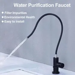 Black Flexible Folding Pure Drinking Faucet Randomly Bent Straight Kitchen Water Filter Tap