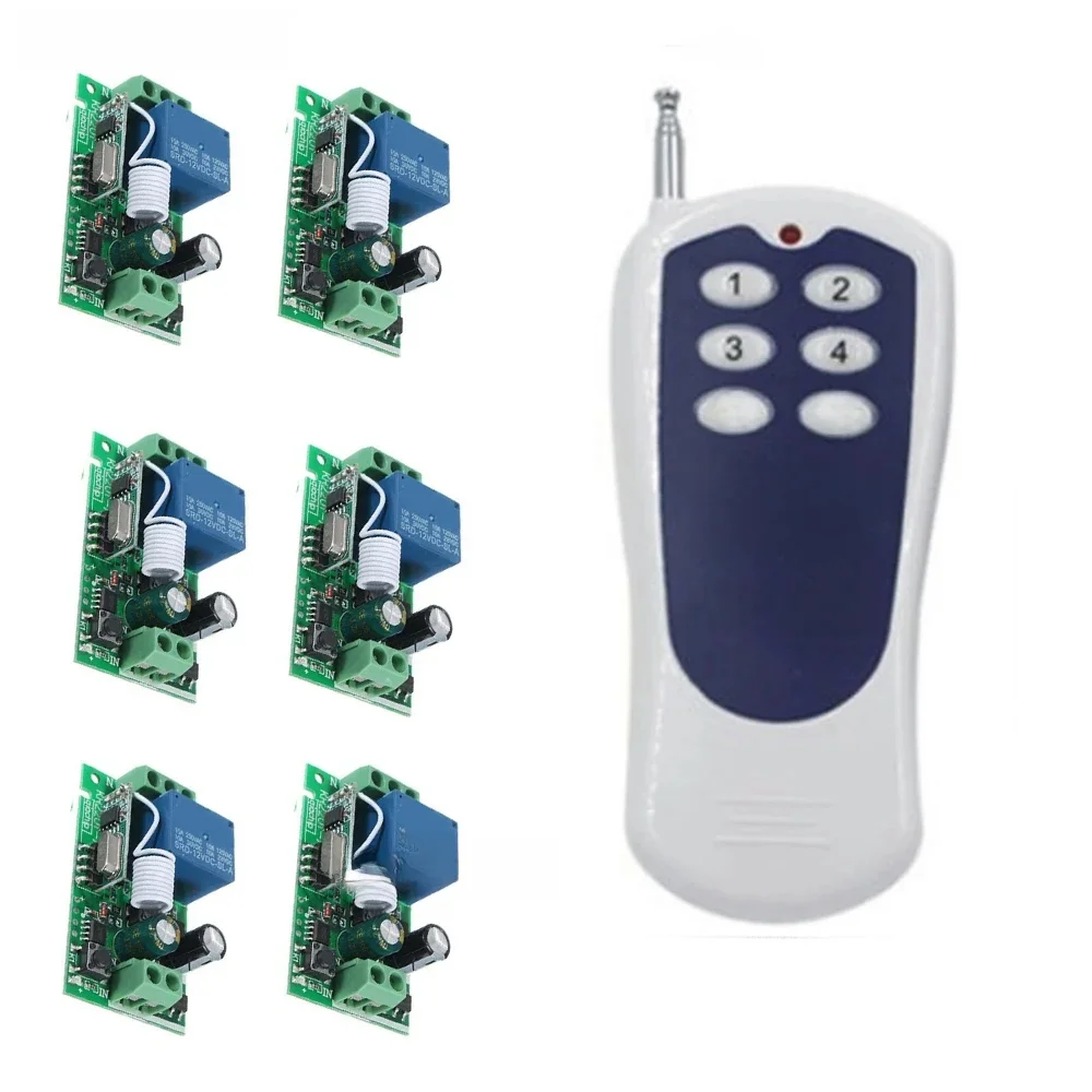 6 controller AC220V 1CH RF Wireless Remote Control Relay Switch light /lamp/ window/Garage Doors shutters projection screen