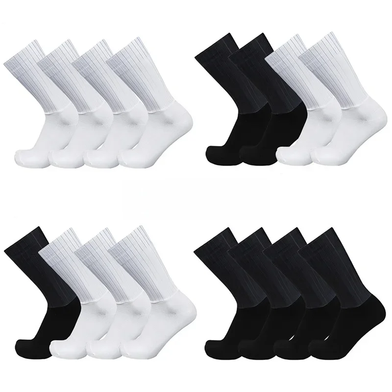 AliExpress Silicone Color Cycling 4pairs/set Sports Socks Aero Pure Non-slip Pro Racing Bicycle Socks Summer Cool Calcetines Ciclismo