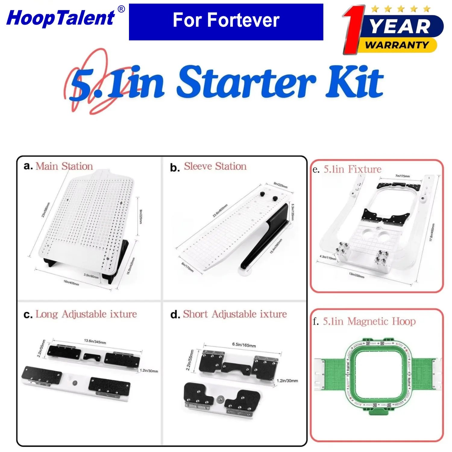 HoopMaster Hooping station Start kit MightyHoop for Fortever Halo100 HaloX FT1501/1502/1503/1504/1506/1508 Embroidery Machines