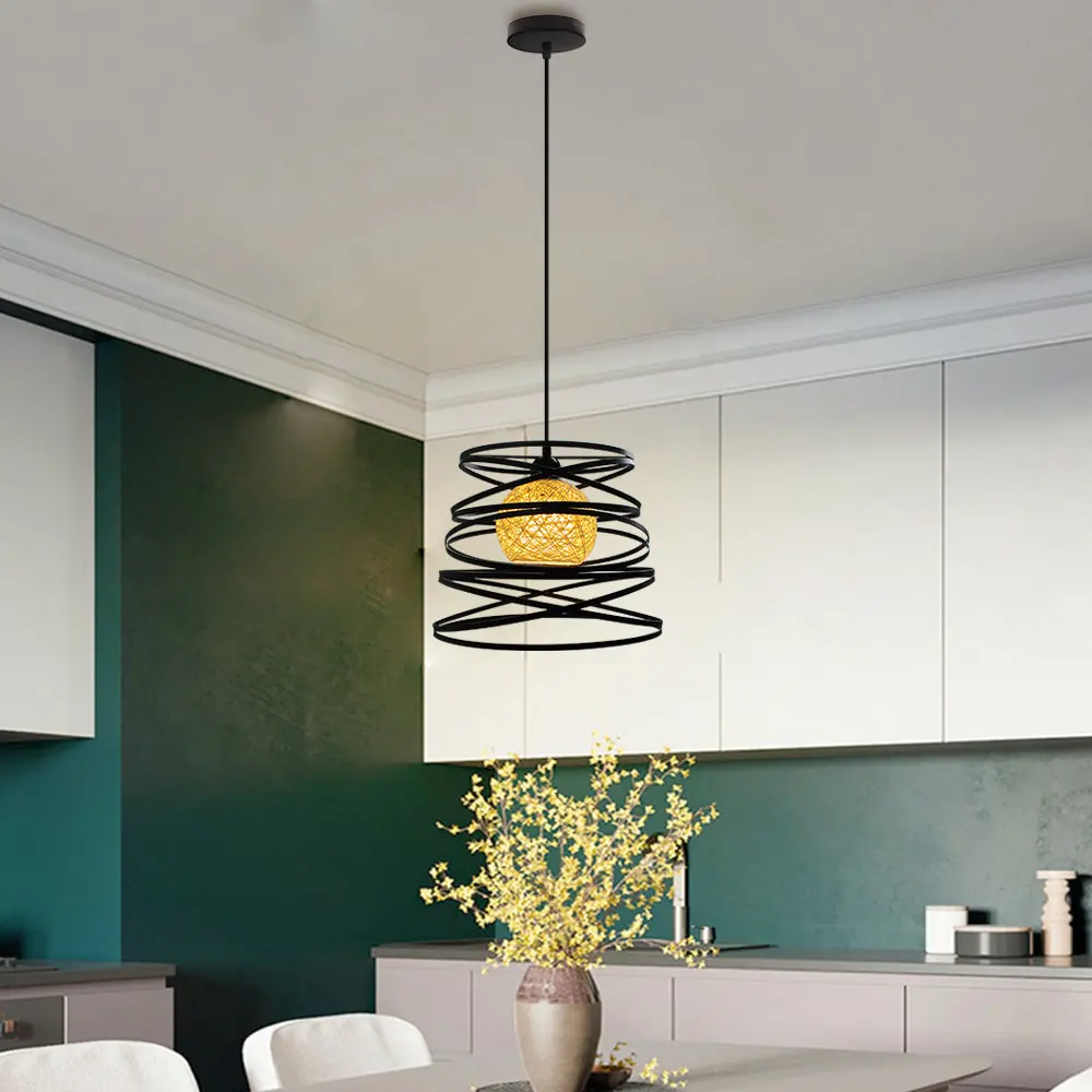 Modern Ribbon Spiral Swirl Pendant Lamp Vintage Hanging Light Shade Chandelier Living Room Kitchen Lighting E27 lampara techo