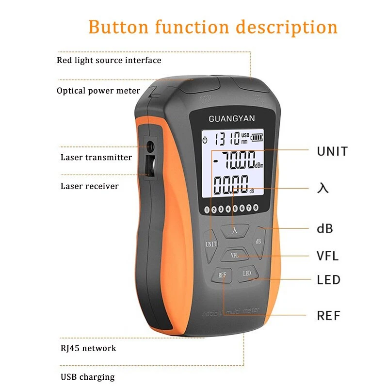 AAA+ New 6-in-1 multifunctional optical power meter OPM visual fault locator network cable test fiber optic tester 5km 15km VFL