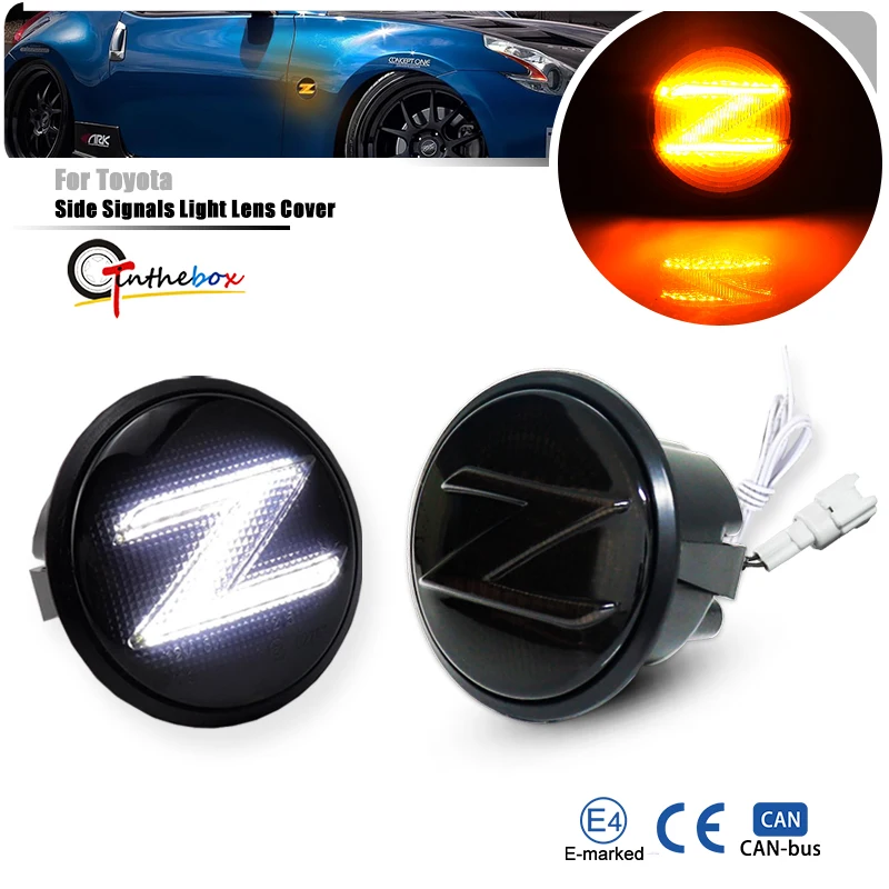 

2Pcs Amber Led Dynamic Side Marker Light Turn Signal and White Position Lights For Nissan Nismo 370Z 350Z Coupe Z34 Z33