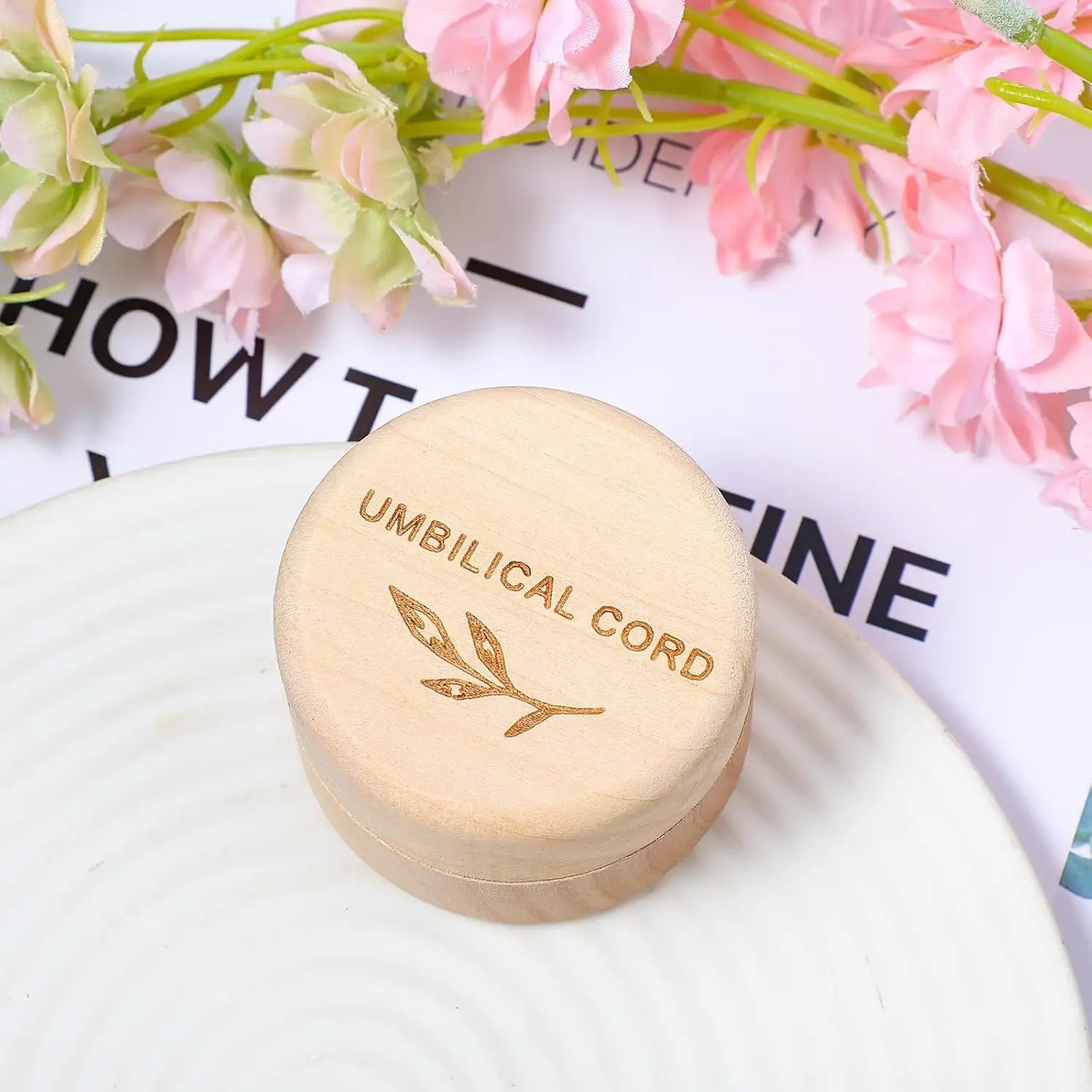 2pcs Set Umbilical Cord And Lanugo Wooden Keepsake Box Growth Souvenir Storage Box Full 100-Day Commemorative Gift