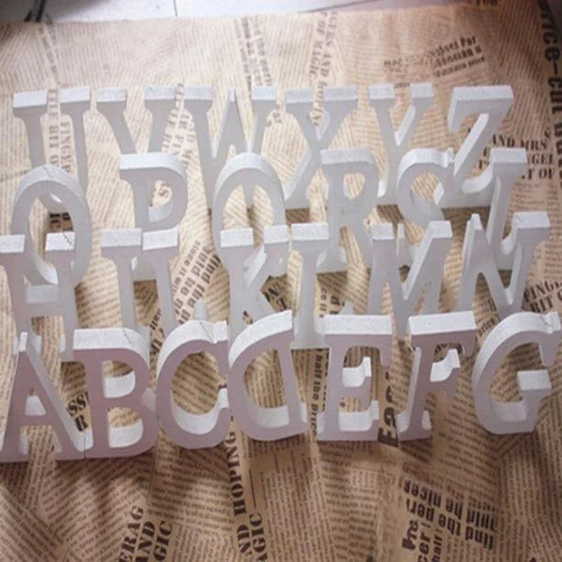Lettres de l'alphabet en bois blanc de 8CM, pour mariage, fête d'anniversaire, décoration de maison, bricolage, décoration de porte murale, lettre de conception de nom personnalisée